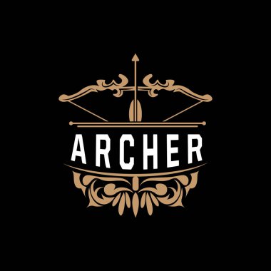 Archer Logosu, Okçuluk Okçuluğu Vektörü, Zarif Basit Minimalist Tasarım, Simge İllüstrasyon Şablonu