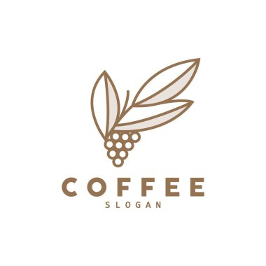 coffee bean drink logo design in brown color vector illustration