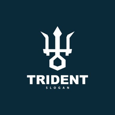 Trident Logo, Poseidon Neptün 'ün Vektör Sihirli Mızrağı, Triton Kral Tasarımı, Simge Simgesi Çizimi