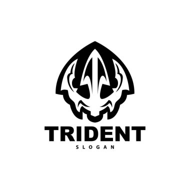 Trident Logo, Poseidon Neptün 'ün Vektör Sihirli Mızrağı, Triton Kral Tasarımı, Simge Simgesi Çizimi