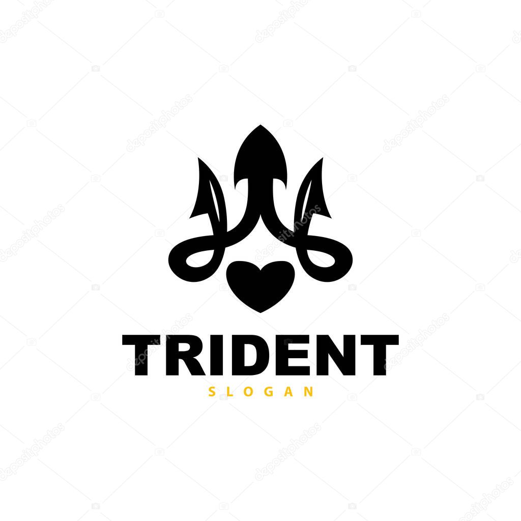 Trident Logo, Vector Magic Spear of Poseidon Neptune, Triton King Design, Template Icon Brand Illustration