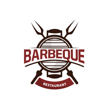 Barbekü Logosu, Ateşli Izgara Tasarımı, Vector BBQ Izgara Klasik Tripografisi, Kafe, Restoran, Bar Logosu