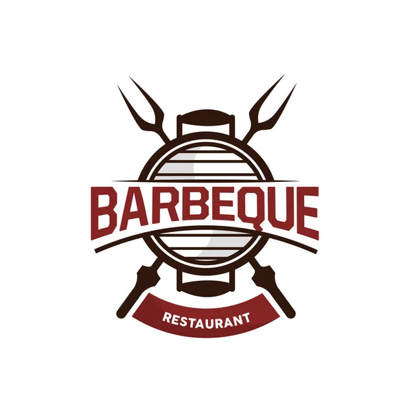 Λογότυπο Μπάρμπεκιου Hot Grill Design Φωτιά Και Σπάτουλα Vector Bbq — Διανυσματικό Αρχείο