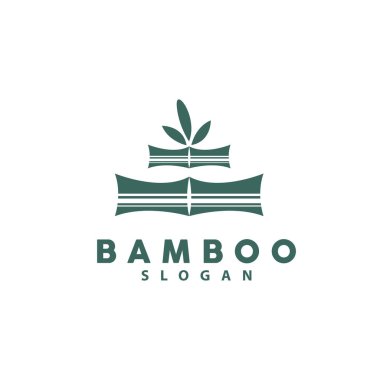 Bambu Logosu, Yeşil Bitkiler Vektörü, Basit Minimalist Tasarım, Çizim Şablonu