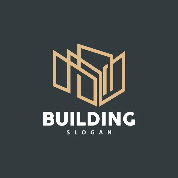 Building Logo Vector Building Construction Premium Simple Line Design — Stock Vector