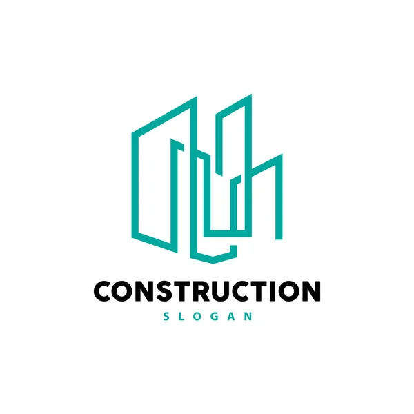 Λογότυπο Κτιρίου Διάνυσμα Για Κατασκευή Κτιρίων Premium Simple Line Design — Διανυσματικό Αρχείο