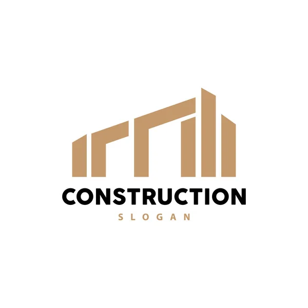 Building Logo Vector Building Construction Premium Simple Line Design — Stock Vector