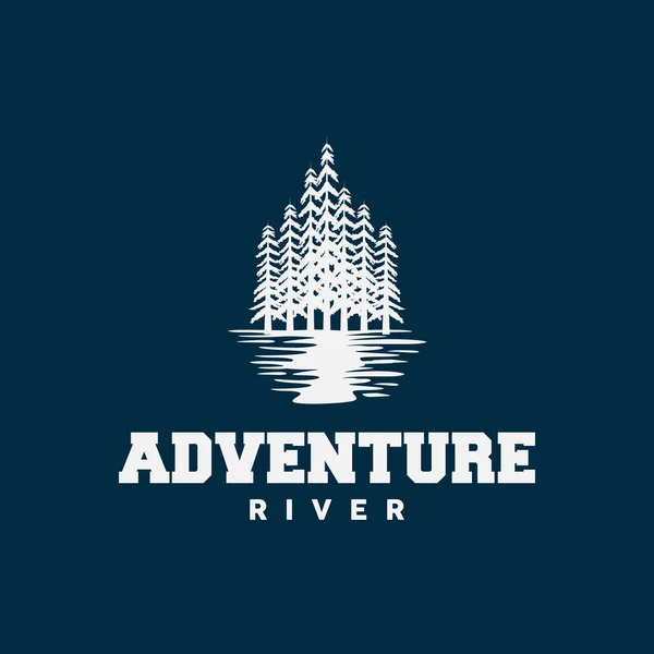 River Logo Tasarımı, River Creek Vector, Riverside İllüstrasyonu Dağlar ve Doğa, Ürün Markası