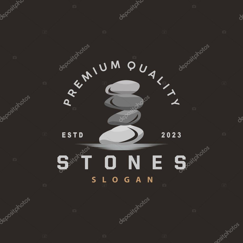 Stone Logo, Premium Elegant Design, Stone Balance Vector, Stepping Rock Walking Icon Illustration Design