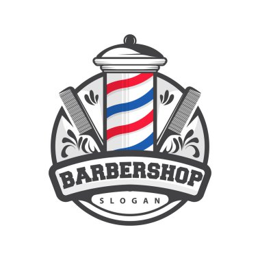 Berber Logosu, Makas Vektörü, Retro Vintage Minimalist Typography Süsleme Tasarımı