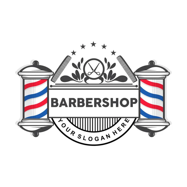 Barbershop Logo Scissors Vector Retro Vintage Minimalist Typografie Ornament Design — Stockvektor