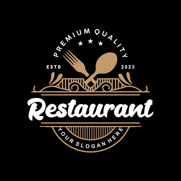 Retro Vintage Style Ornament Design Logo Retro Restaurant Typografie Emblem — Stockvektor