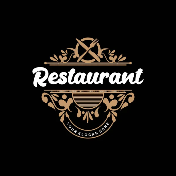 Retro Vintage Style Ornament Design Logo Retro Restaurant Typography Emblem — Stock Vector