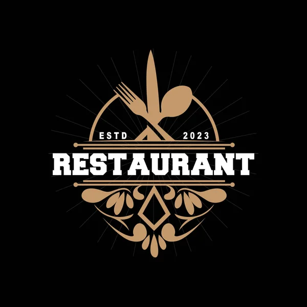 Retro Vintage Style Ornament Design Logo Retro Restaurant Typografie Emblem — Stockvektor