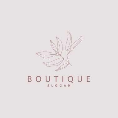 Yaprak Çizgisi Logosu, Güzel El Tasarımı, Botanik Minimalist Vektörü, Basit Organik Bitki Logosu