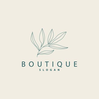 Yaprak Çizgisi Logosu, Güzel El Tasarımı, Botanik Minimalist Vektörü, Basit Organik Bitki Logosu