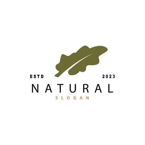 Blatt Logo Eichenblatt Logo Design Minimalistischer Natürlicher Pflanzenbaumvektor Illustrationsvorlage — Stockvektor