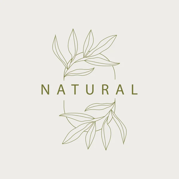 Bladlinje Logotyp Vacker Handritad Design Botaniska Minimalistisk Vektor Enkel Ekologisk — Stock vektor
