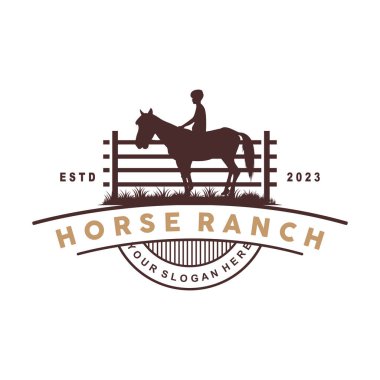 At Logosu, West Country Çiftliği Kovboy Logosu Tasarımı, Basit Çizim Şablonu