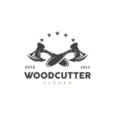 Balta Logosu, Ağaç Kesme Aracı Kara Siluet, Kereste Vector, Eski Retro Vintage Minimalist Tasarım, Simge Şablonu