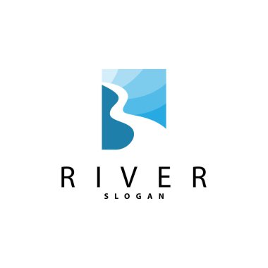 River Logo Tasarımı, River Creek Vector, Riverside Peyzaj Çizimi