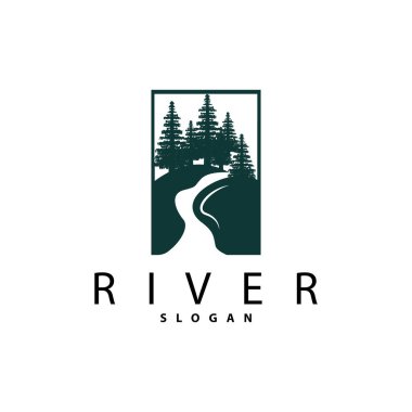 River Logo Tasarımı, River Creek Vector, Riverside Peyzaj Çizimi