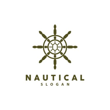 Gemi dümeni logosu, Zarif Denizcilik Vektörü Basit Minimalist Okyanus Gemisi Tasarımı