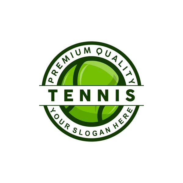 テニスロゴデザイン トーナメントスポーツ ボール ラケットベクターシンプルなシルエットイラスト — ストックベクタ