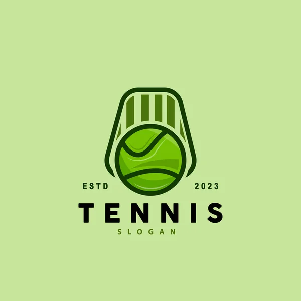 Projektowanie Logo Tenisa Turniej Sport Ball Racket Vector Prosta Sylwetka — Wektor stockowy