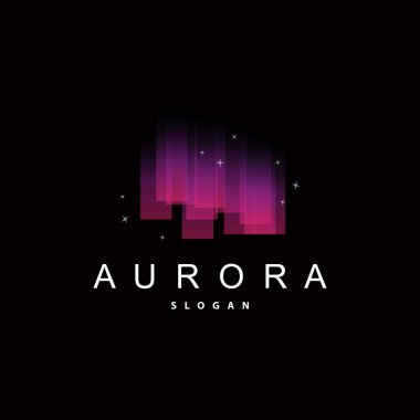 Aurora Logosu, Gökyüzü Görünümü Işık Vektörü Tasarımı, Sembol Şablonu İllüstrasyonu