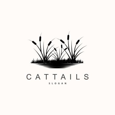 Creeks And Cattails River Logo, Grass Design Simple Minimalist Illustration Vector Template clipart