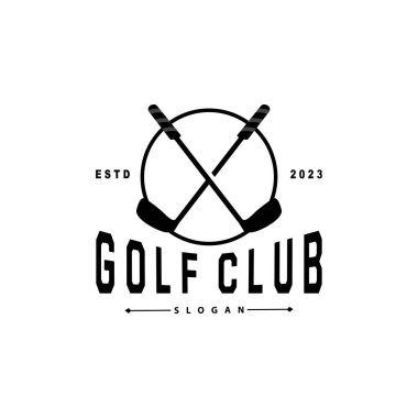 Golf Logosu, Spor Kulübü Golf Takımı, Oyun Turnuvası Tasarımı, Sembol Şablonu İllüstrasyonu