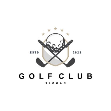 Golf Logosu, Spor Kulübü Golf Takımı, Oyun Turnuvası Tasarımı, Sembol Şablonu İllüstrasyonu