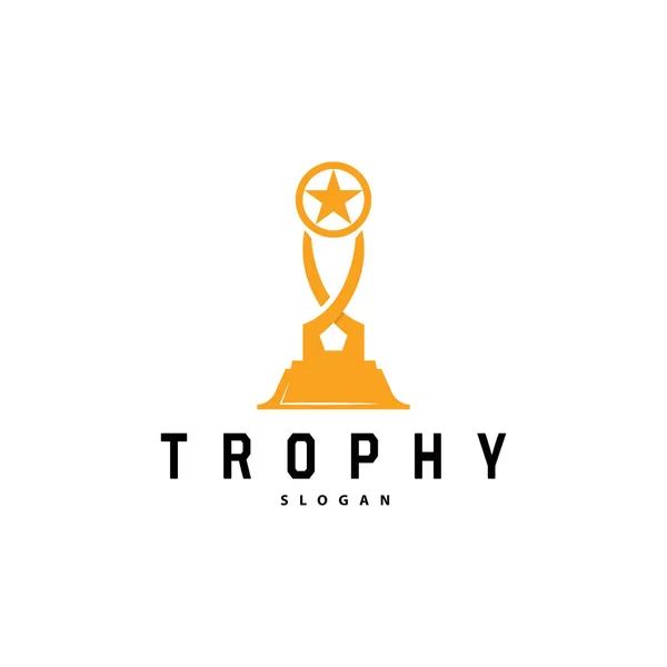 Trophy Logo Design Vector Icon Template Illustration Cup Championship Tournament — Stock Vector