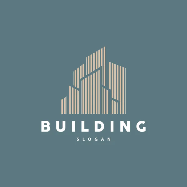Emlak Apartmanı Nşaat Logosu Zarif Premium Rustik Monogram Vektör Tasarımı — Stok Vektör