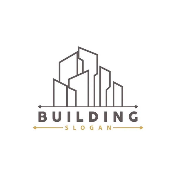 Logotipo Construcción Del Apartamento Inmobiliario Del Edificio Diseño Rústico Premium — Vector de stock