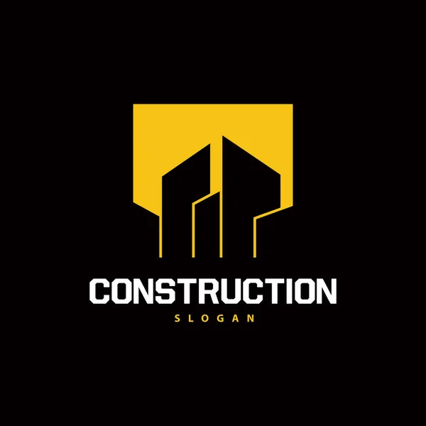 Logotipo Construcción Del Apartamento Inmobiliario Del Edificio Diseño Rústico Premium — Vector de stock