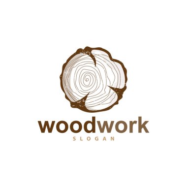 Ağaç Logosu, Tahta Tanesi Katman Vektörü, Marangozluk Endüstrisi Tasarımı Basit Minimalist Şablon Çizimi