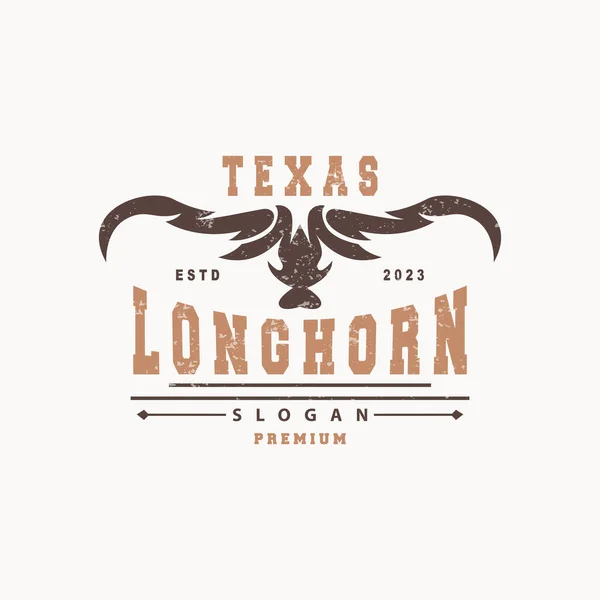 LongHorn Hayvan Logosu Tasarımı, Çiftlik Retro Vintage Boynuz Minimalist Basit Şablon İllüstrasyonu