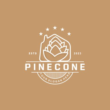 Pinecone Logosu, Basit Minimalist Tasarım Çam Ağacı Şablonu Vektör Resimleri