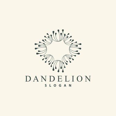 Karahindiba Çiçeği Logosu Tasarımı Basit Vektör Minimalist Sembol Şablonu