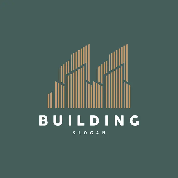 Emlak Apartmanı Nşaat Logosu Zarif Premium Rustik Monogram Vektör Tasarımı — Stok Vektör