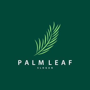 Palm Leaf Logo Tasarım Vektörü Basit Minimalist Sembol İllüstrasyon Şablonu