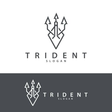 Neptün Poseidon Trident Logosu, Mızrak Basit Klasik Şablon Tasarımı