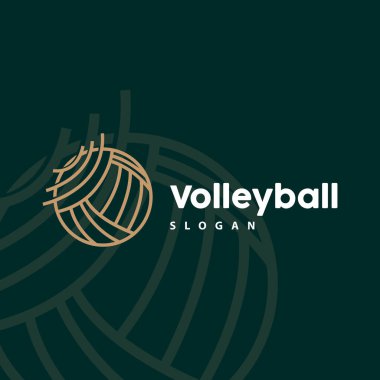 Voleybol Logosu, Spor Basit Tasarımı, Çizim Şablonu Vektörü