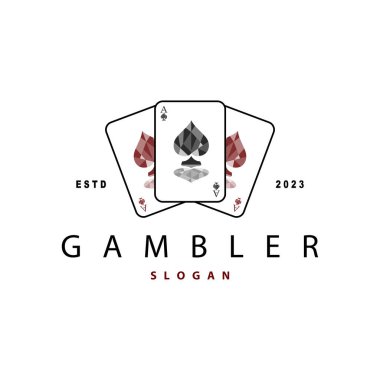 Poker Kart Logosu Klasik Vektör Kumar Oyunu Tasarımı Basit Sembol Şablonu