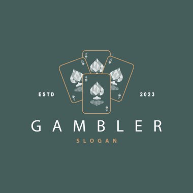 Poker Kart Logosu Klasik Vektör Kumar Oyunu Tasarımı Basit Sembol Şablonu