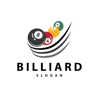 Bilardo Logosu Minimalist Tasarım Balosu ve Simge Çizim Şablonu