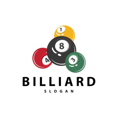 Bilardo Logosu Minimalist Tasarım Balosu ve Simge Çizim Şablonu