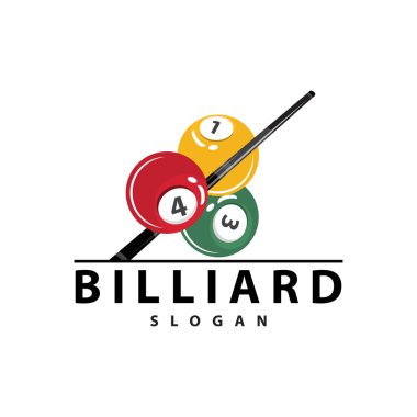 Bilardo Logosu Minimalist Tasarım Balosu ve Simge Çizim Şablonu